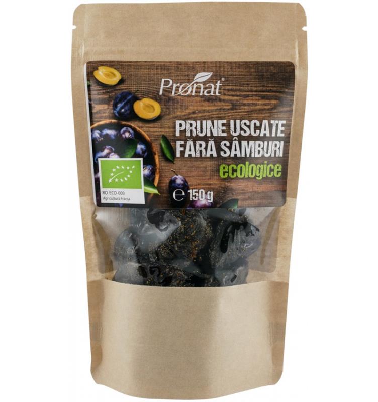 Prune Uscate Fara Samburi Bio 150 grame Pronat