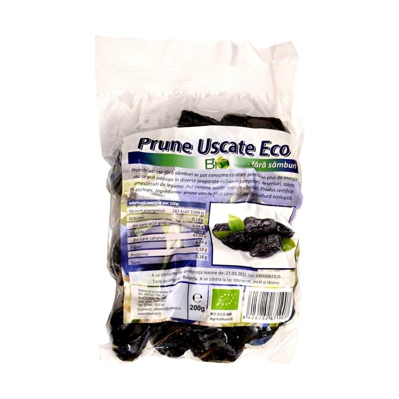 Prune Uscate Fara Samburi Bio 200 grame Deco Italia