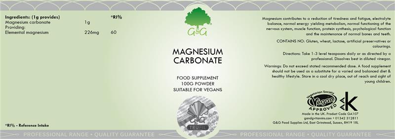 Pulbere din Carbonat de Magneziu 100gr G&G