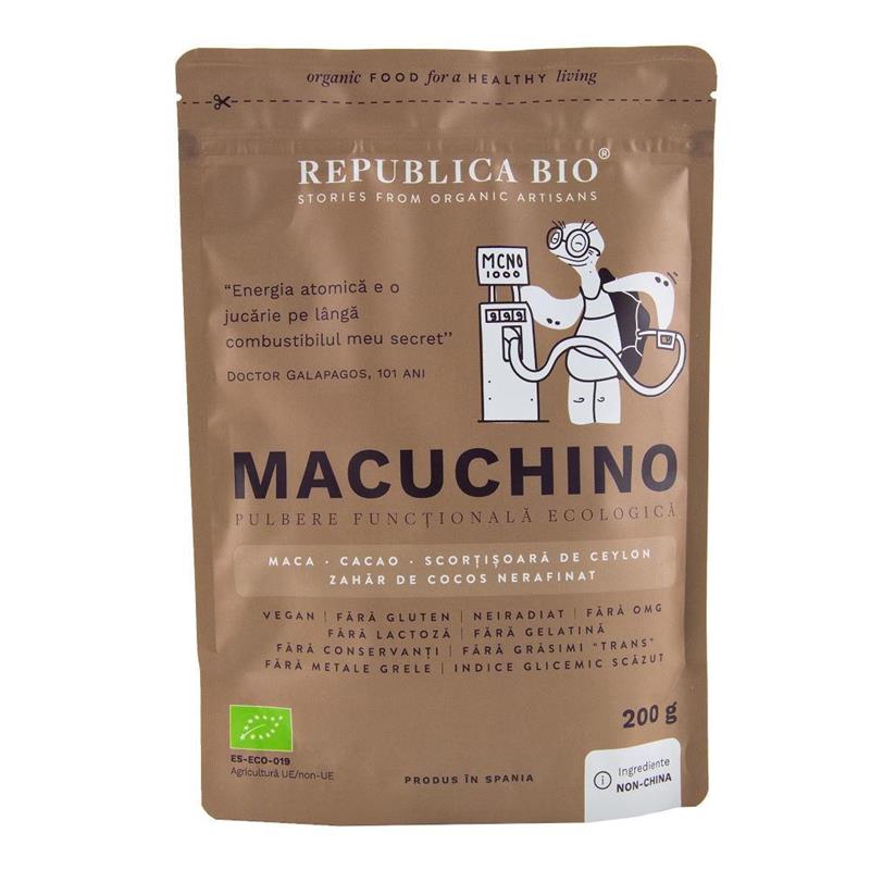 Pulbere Functionala cu Gust de Ciocolata Macuchino Ecologica Vegana 200gr Republica Bio