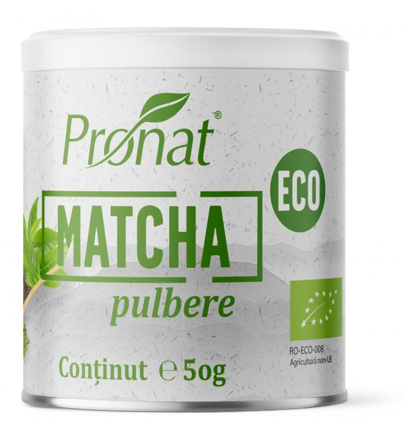 Pulbere Matcha Eco 50 grame cu Lingura Dozatoare pentru Matcha Pronat