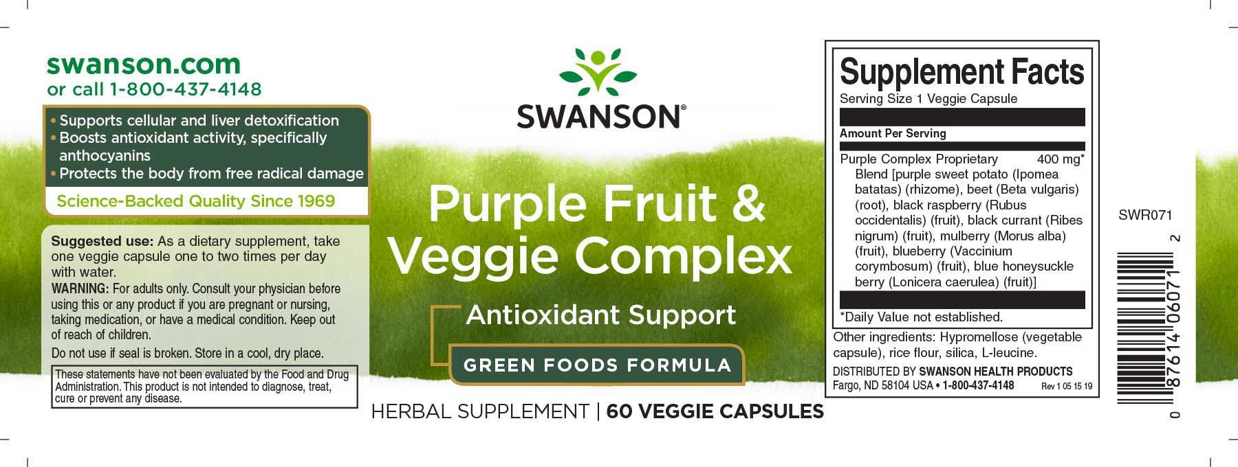 Purple Fruit si Veggie Complex 400 miligrame 60 Capsule Swanson