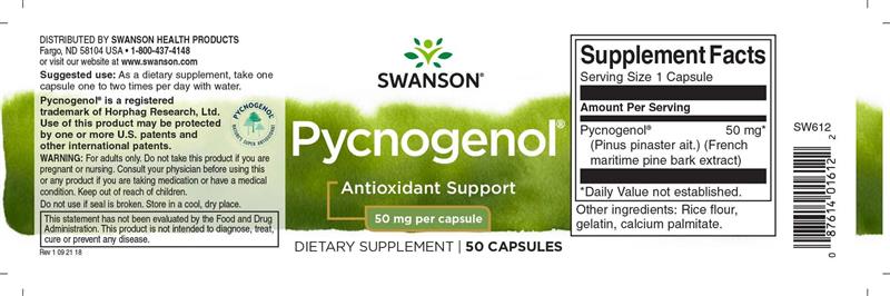 Pycnogenol 50 miligrame Extract de Pin Maritim 50 capsule Swanson