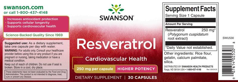 Resveratrol 250 miligrame 30 capsule Swanson