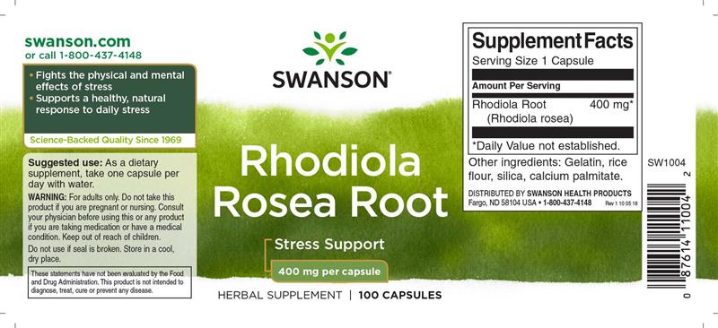 Rhodiola Rosea Root 400 miligrame 100 capsule Swanson