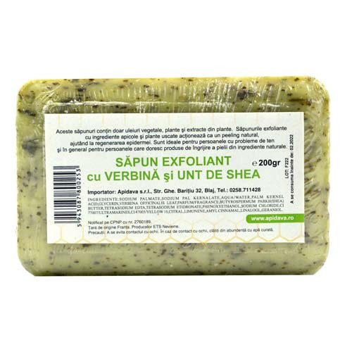 Sapun Exfoliant cu Verbina si Unt de Shea 200 grame Apidava