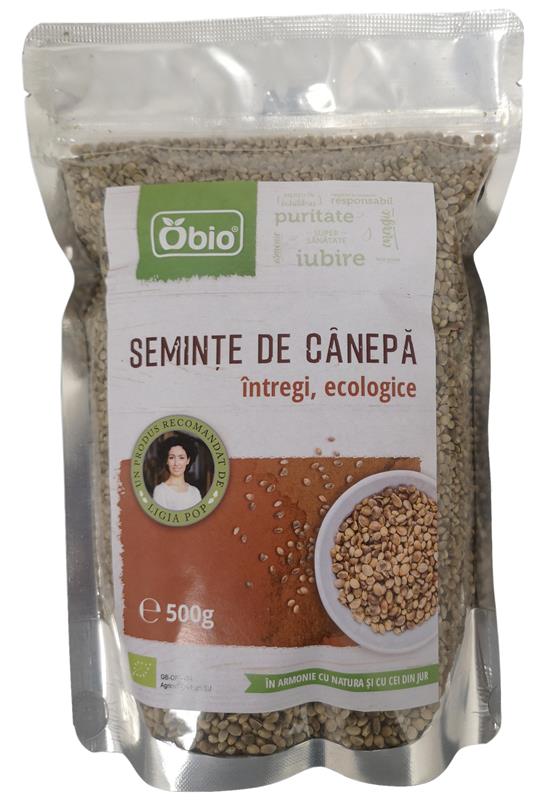 Seminte de Canepa Intregi Raw Bio Obio 500gr