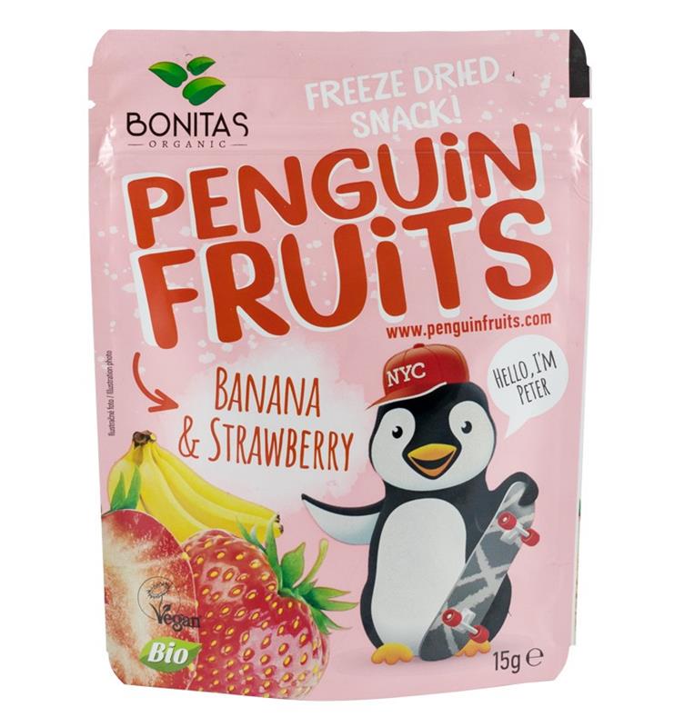 Snack de Banane si Capsuni Uscate si Congelate Bio 15gr Bonitas