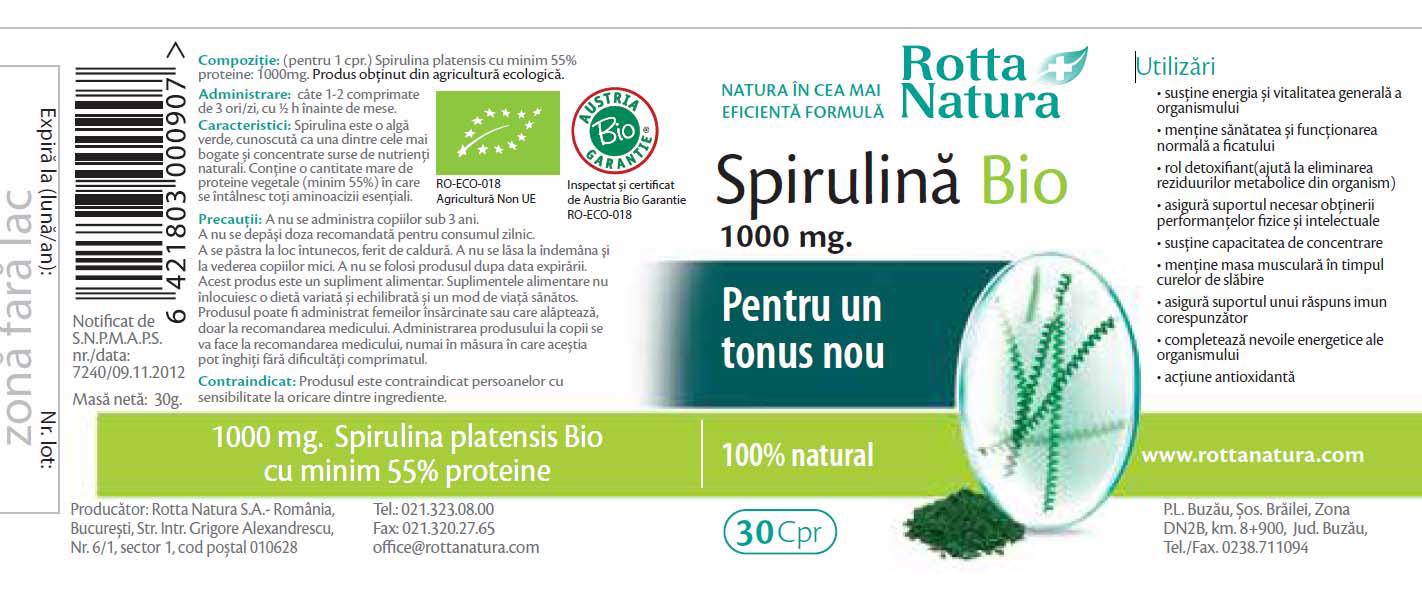 Spirulina 1000mg Rotta Natura 30cps