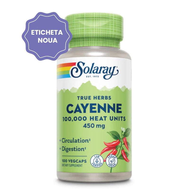 Supliment Alimentar Cayenne (ardei iute) 450mg Solaray Secom 100cps
