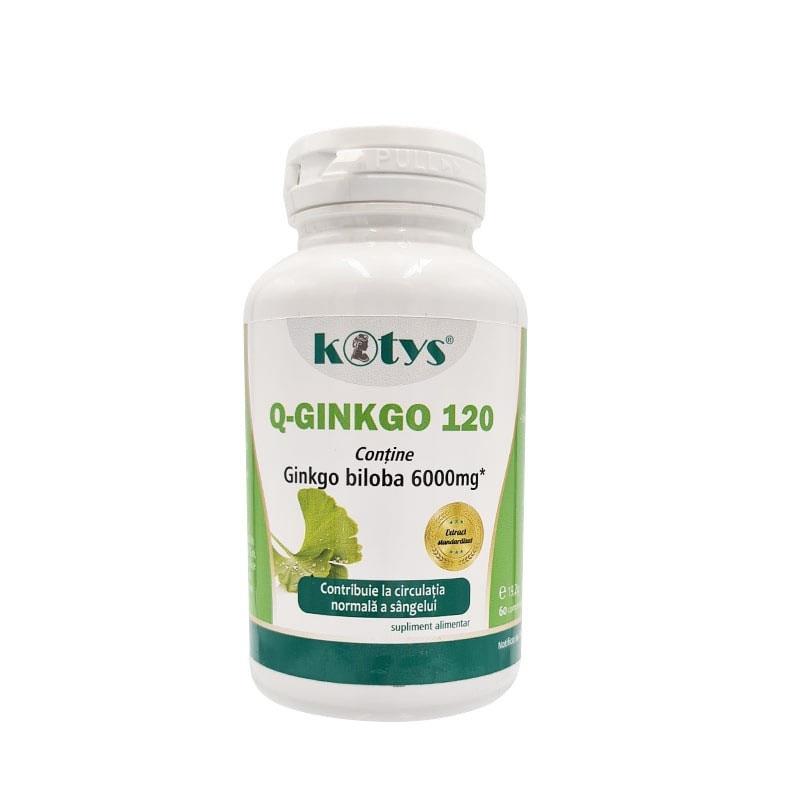 Supliment Alimentar Q-Ginkgo cu 120 miligrme de Extract de Ginkgo Biloba 60 capsule Kotys