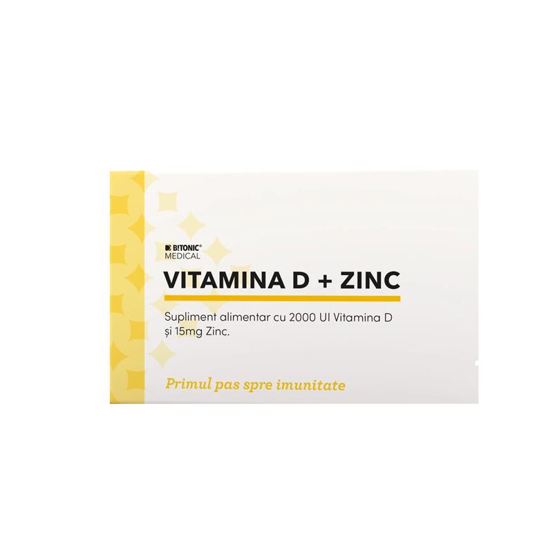 Supliment Natural pentru Imunitate Vitamina D+Zinc 30 cpsule B!tonic
