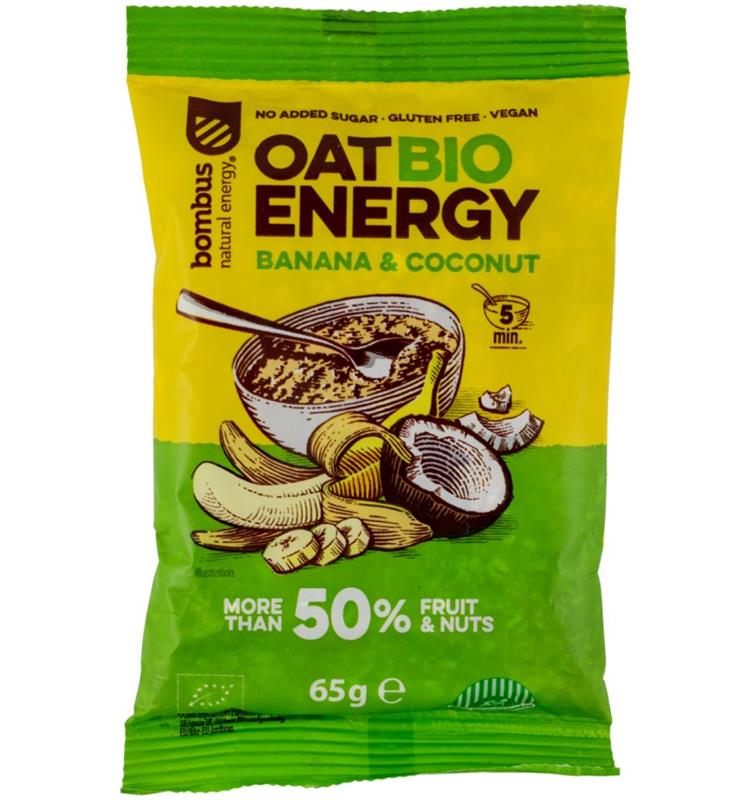 Terci de Ovaz cu Banane si Nuca de Cocos Bio Energy 65 grame Bombus