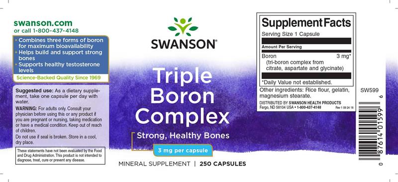Triple Boron Complex 3 miligrame 250 capsule Swanson