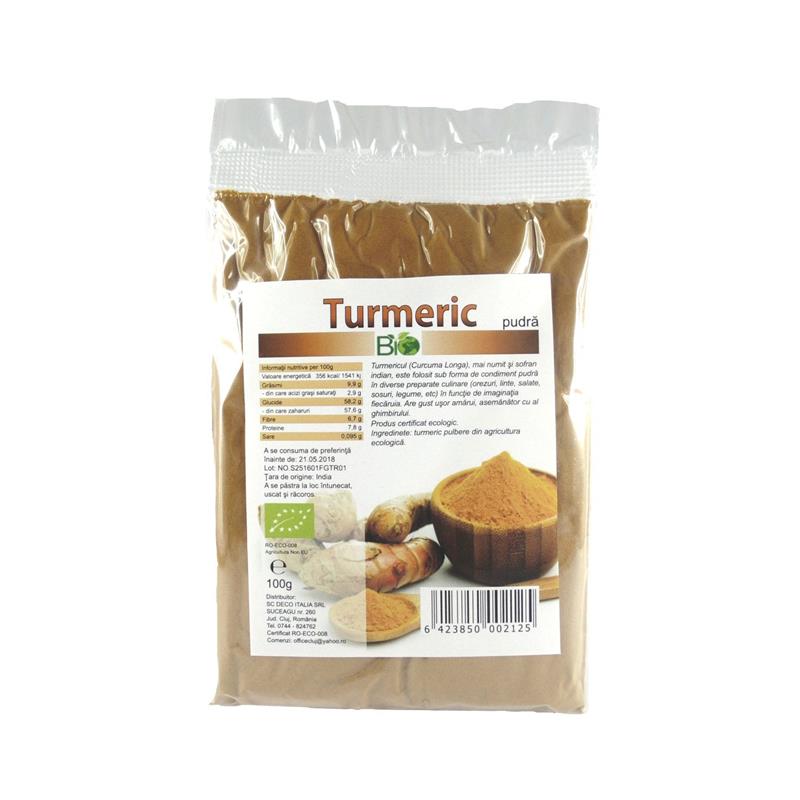 Turmeric (Curcuma) Pulbere Bio 100 grame Deco Italia