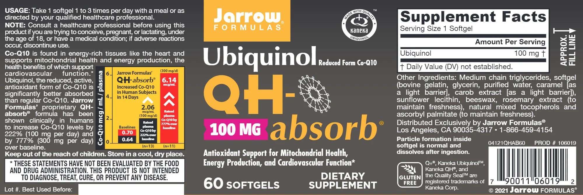 Ubiquinol Kaneka QH-Absorb Q10 100 miligrame 60 capsule Jarrow Formulas