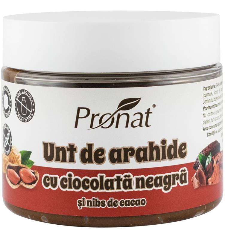 Crema Tartinabila de Arahide cu Ciocolata Neagra si Nibs de Cacao 300 grame Pronat
