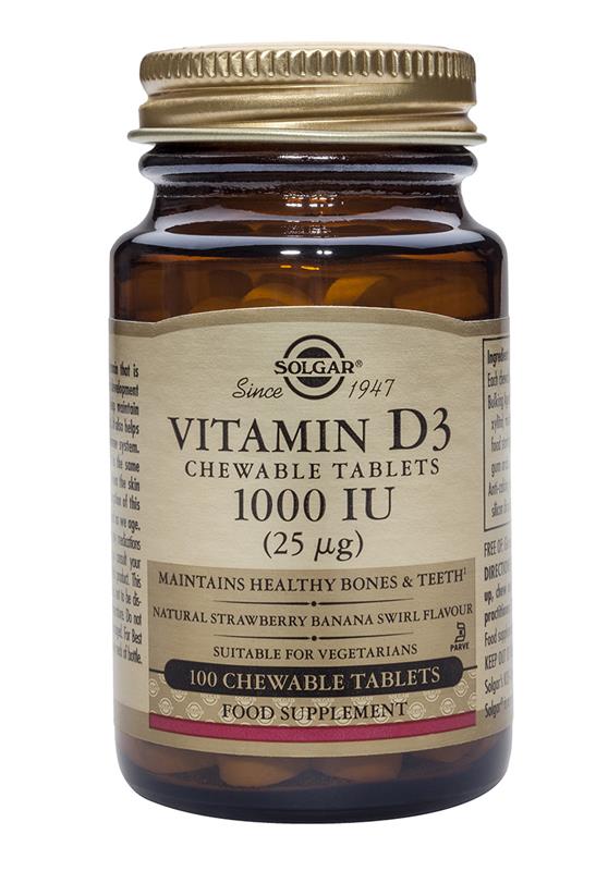 Vitamin D3 1000UI Chewable Solgar 100tb
