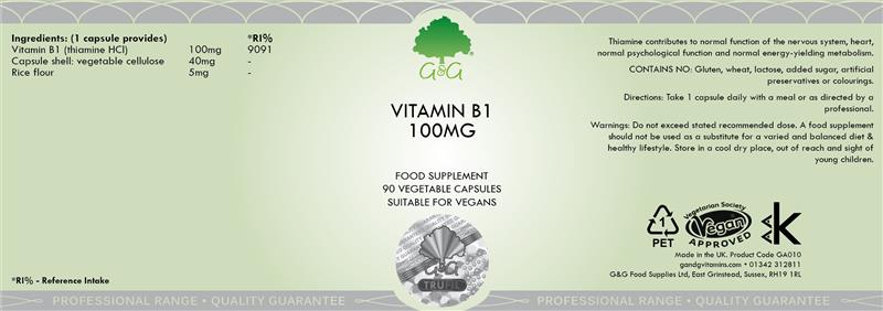 Vitamina B1 Tiamina 100mg 90cps G&G