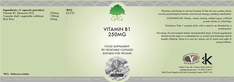 Vitamina B1 Tiamina 250mg 90 cps G&G