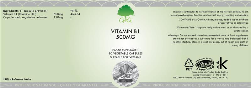 Vitamina B1 Tiamina 500mg 90cps G&G