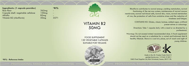 Vitamina B2 50mg Riboflavina 120cps G&G
