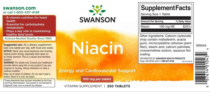 Vitamina B3 (Niacina) 100mg Swanson Vitaking 250cp