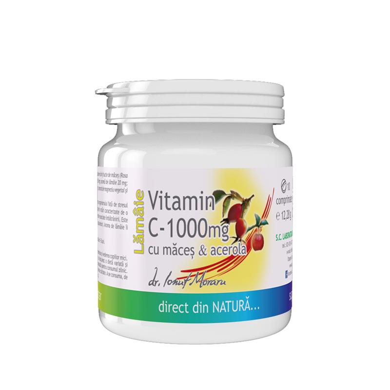 Vitamina C 1000 miligrame cu Macese si Acerola cu Arome de Lamaie 10 capsule Medica