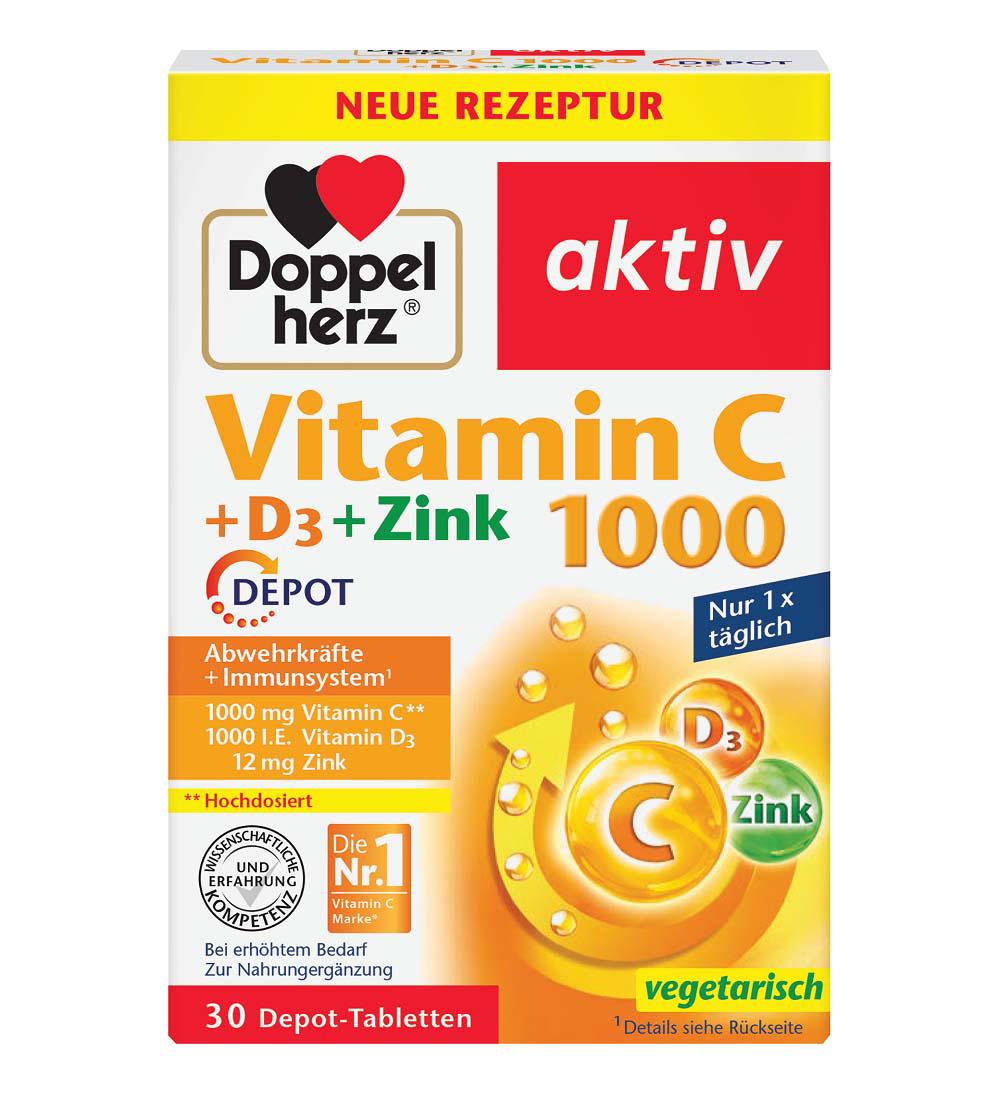 Vitamina C 1000 miligrame + D3 + Zinc Depot 30 comprimate Doppelherz