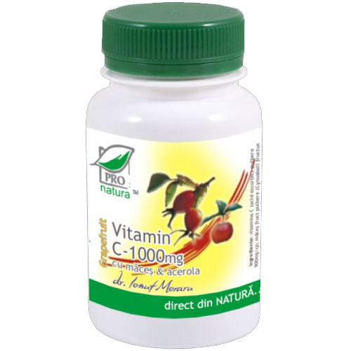 Vitamina C 1000mg cu Macese si Acerola cu Gust de Grapefruit 100cps Medica