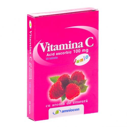 Vitamina C 100mg Zmeura Amniocen 20tbl