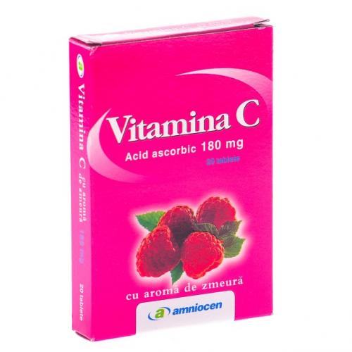 Vitamina C 180mg Zmeura Amniocen 20tbl