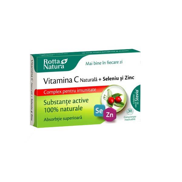 Vitamina C Naturala cu Seleniu si Zinc 30 comprimate Rotta Natura