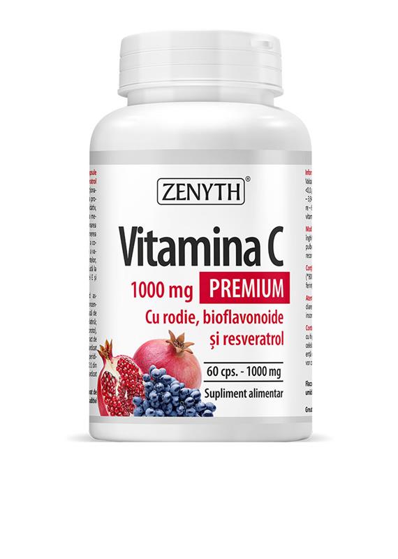 Vitamina C Premium 1000mg cu Rodie si Bioflavonoide cu Resveratrol 60cps Zenyth