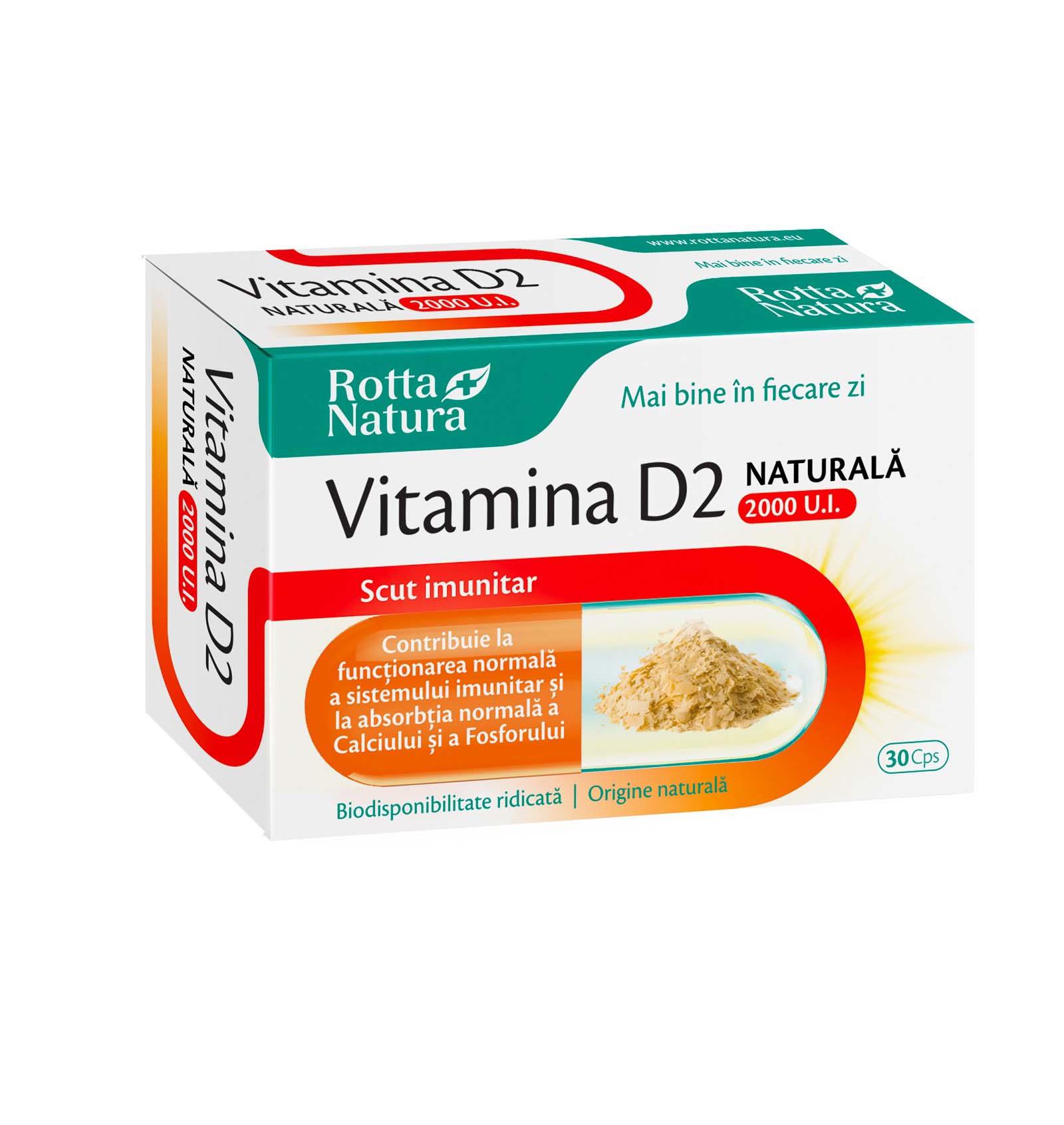 Vitamina D2 Naturala 2000UI 30 comprimate Rotta Natura