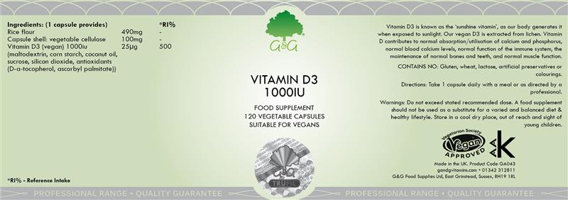 Vitamina D3 1000UI 120cps G&G
