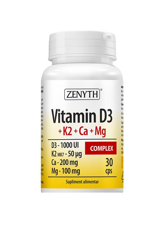 Vitamina D3+K2+Ca+Mg Complex 30cps Zenyth