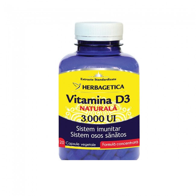 Vitamina D3 Naturala 3000UI 120 capsule Herbagetica