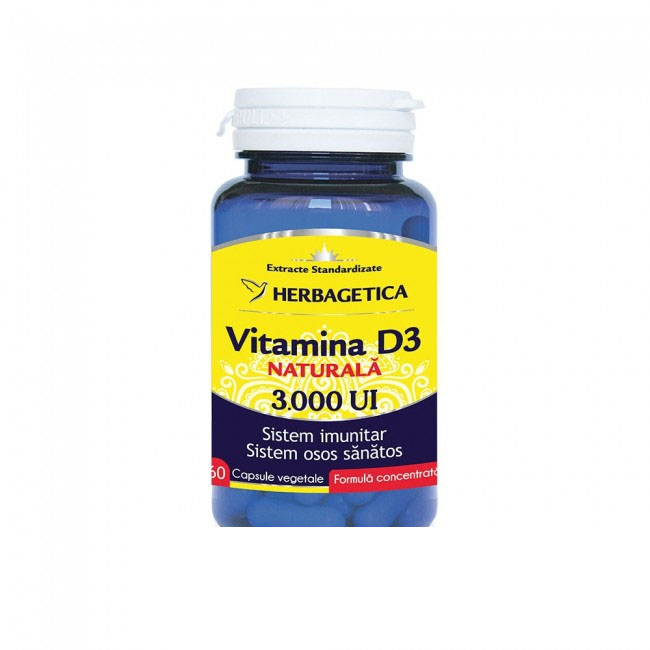 Vitamina D3 Naturala 3000UI 60 capsule Herbagetica