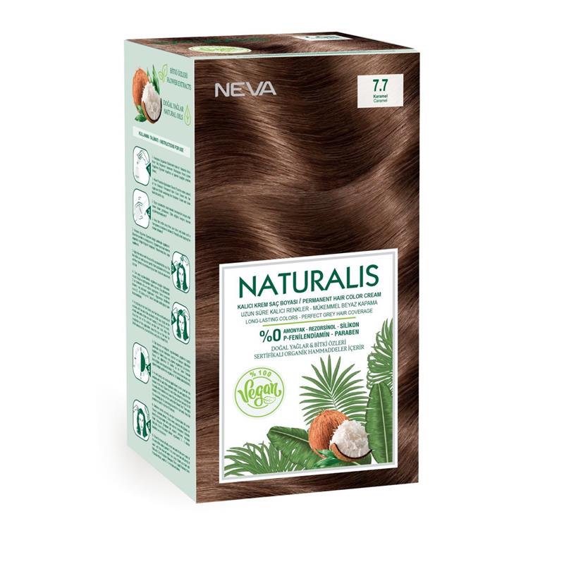 Vopsea de Par Vegana Fara Amoniac Caramel 7.7 Naturalis 150 mililitri Neva