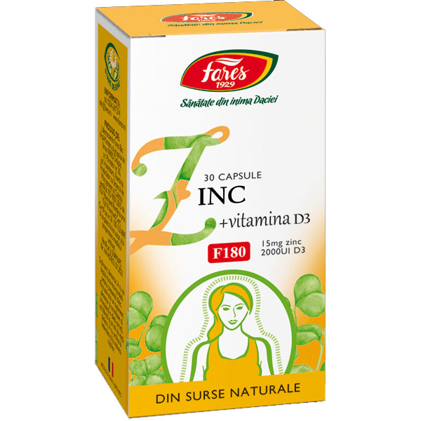 Zinc cu Vitamina D3 30 capsule Fares