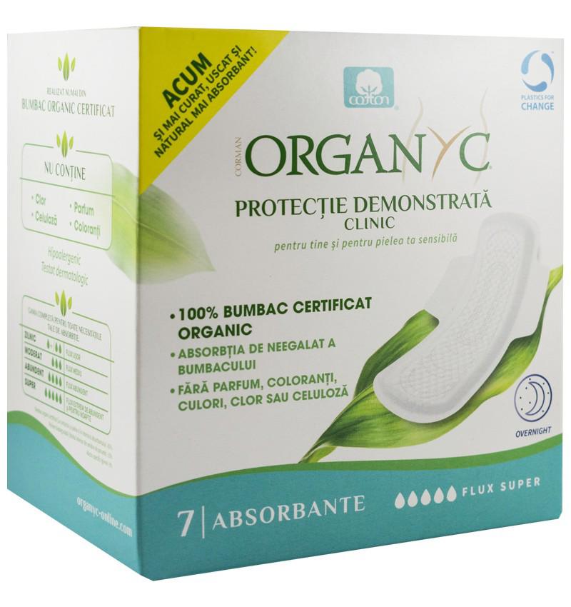 Absorbante Intime din Bumbac Organic SuperFlow 10 bucati Organyc