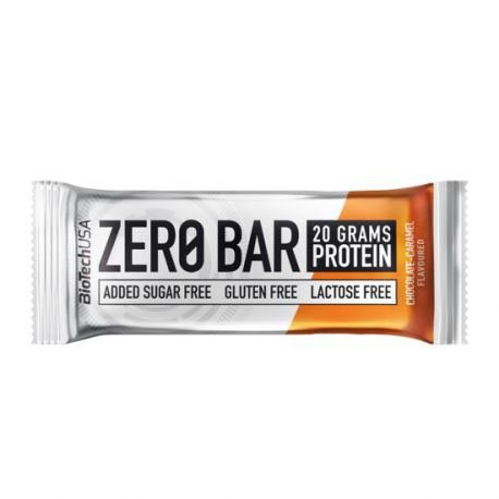 Baton cu Proteine Zero Bar Ciocolata cu Caramel 50 grame x 20 bucati Bio Tech USA