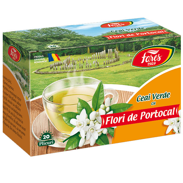 Ceai Verde cu Flori de Portocal 20 plicuri Fares