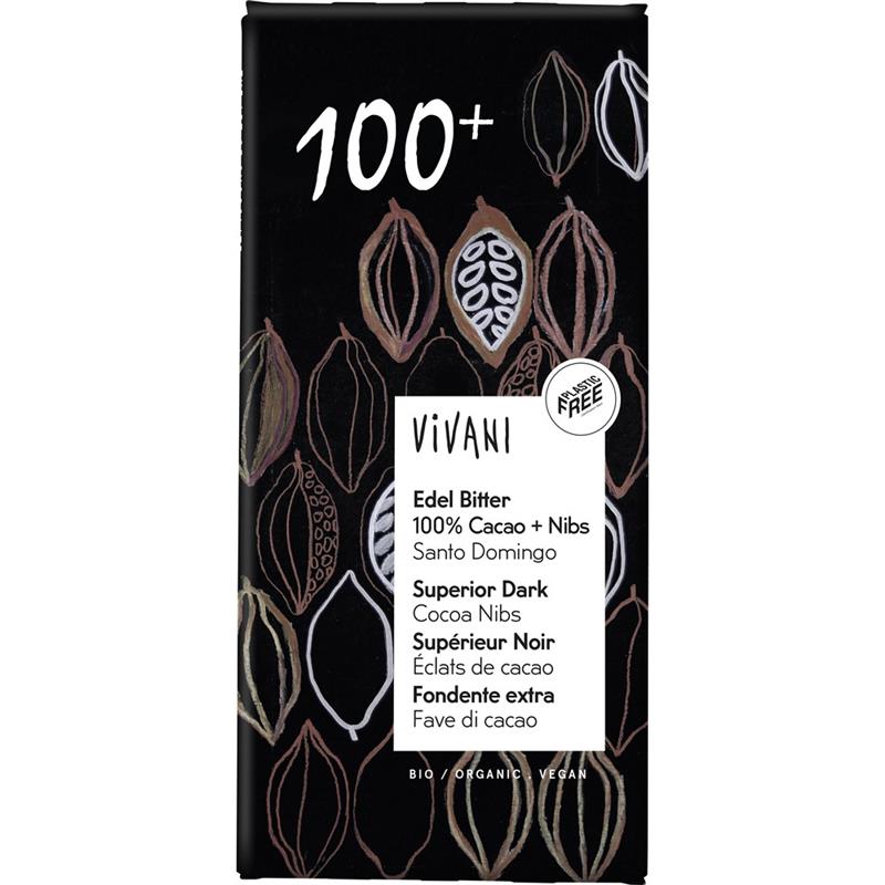 Ciocolata Amara 100% Cacao Vegana Bio 80 grame Vivani