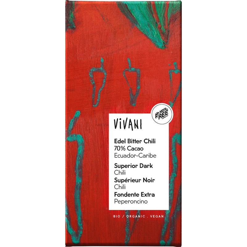 Ciocolata Amaruie cu 70% cacao si Chilli Bio 100 grame Vivani