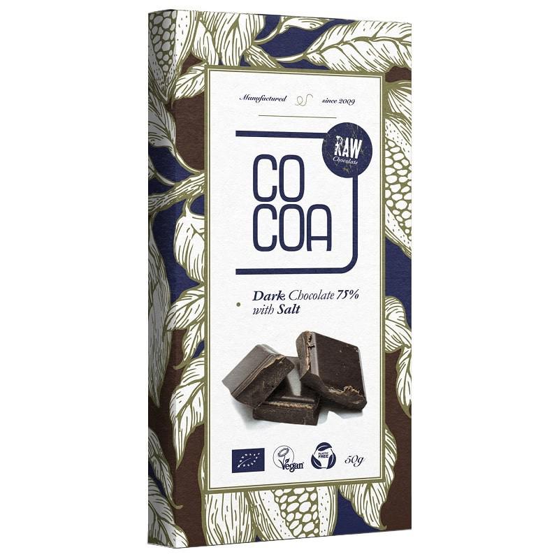 Ciocolata Cruda Neagra cu Sare Bio 50 grame Cocoa