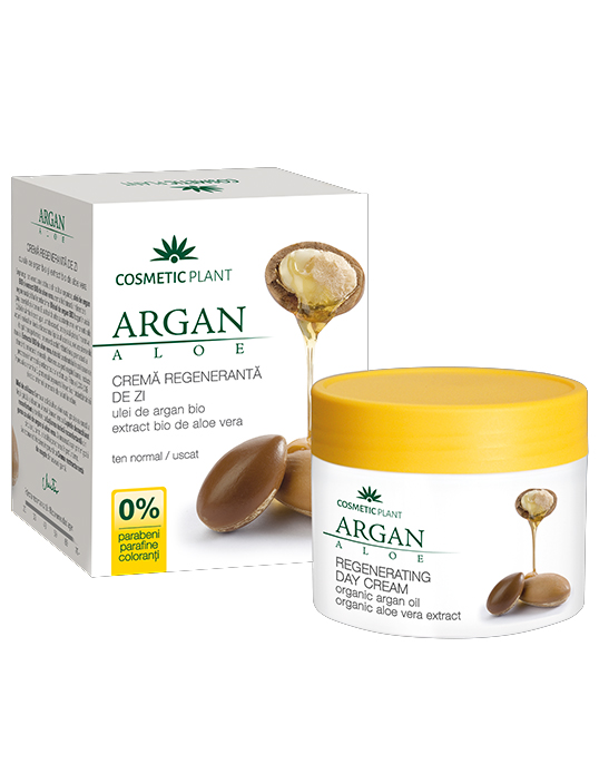 Crema Regeneranta de Zi cu Ulei Argan Bio si Extract Bio de Aloe Vera Cosmetic Plant 50ml