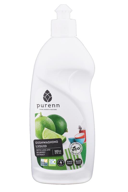 Detergent Lichid pentru Spalat Vase cu Afine si Lime Bio 500ml Purenn