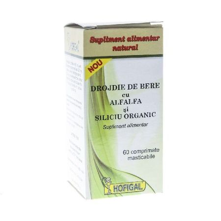 Drojdie de Bere cu Alfalfa si Siliciu Organic 60cpr Hofigal
